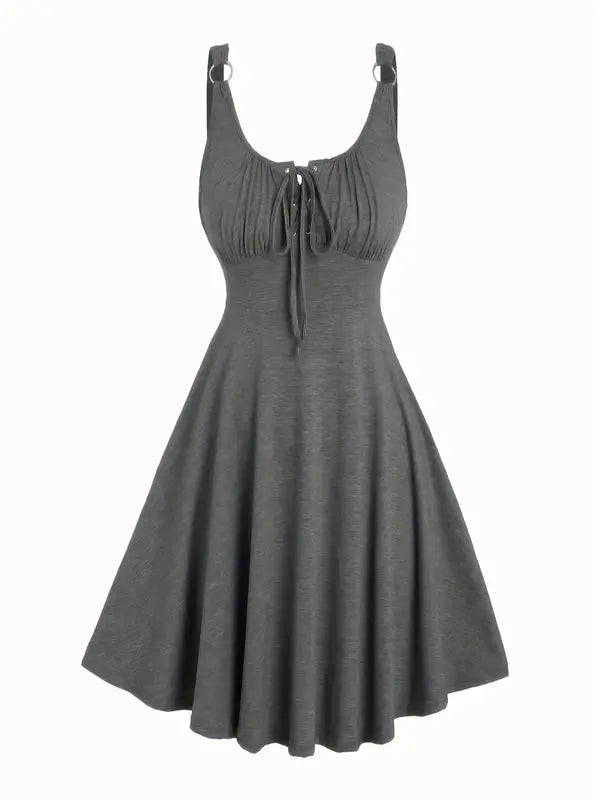 Lace Up Tie Front Tank Dress