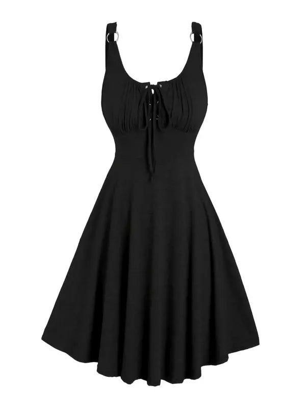 Lace Up Tie Front Tank Dress