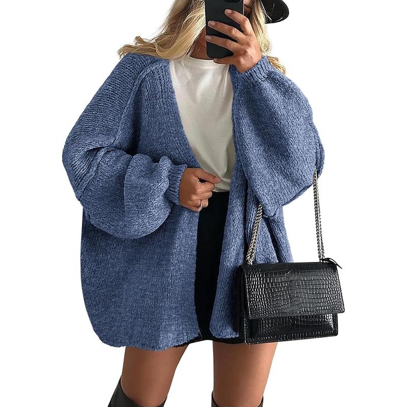 Long Lantern Sleeve Oversized Fall Cardigan
