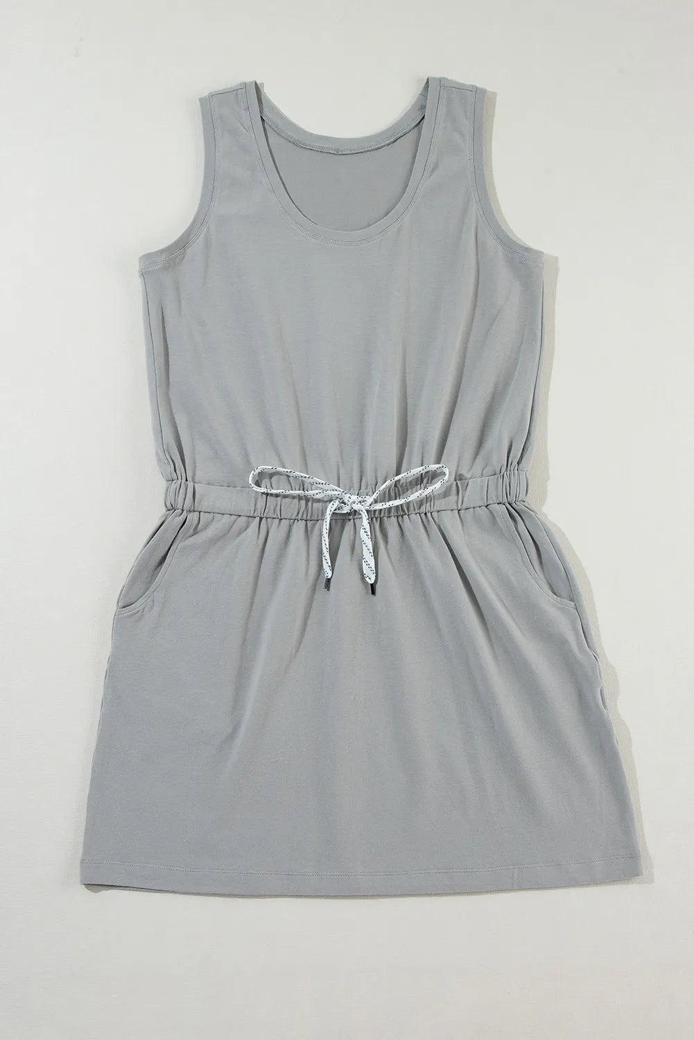 Gray Crisscross Cut-out Back Knit Sleeveless Dress