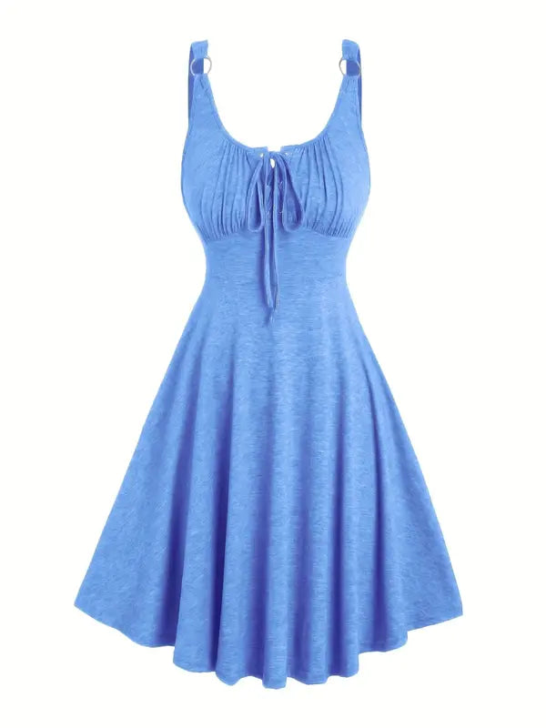 Lace Up Tie Front Tank Dress