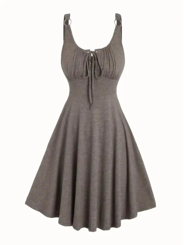 Lace Up Tie Front Tank Dress