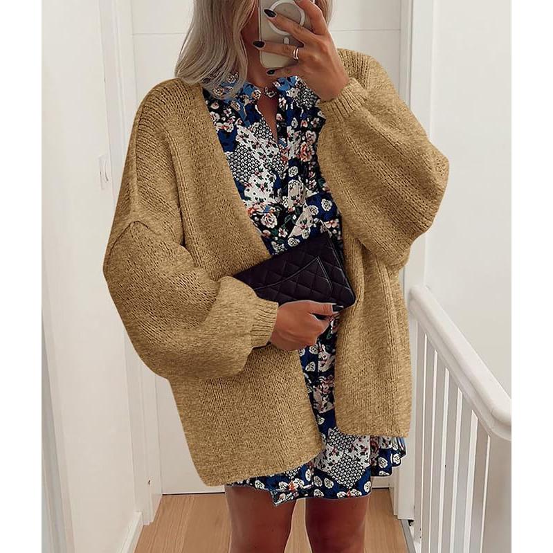 Long Lantern Sleeve Oversized Fall Cardigan