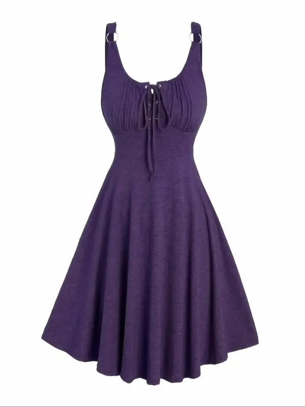 Lace Up Tie Front Tank Dress