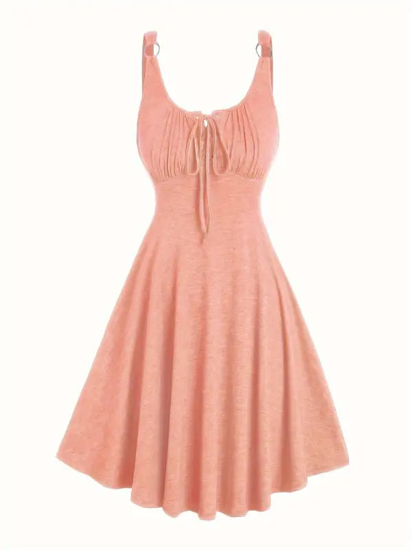 Lace Up Tie Front Tank Dress