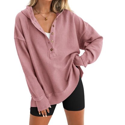 Side Slit V Neck Sweatshirt Tops