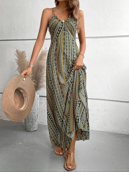 Ethnic Pattern Criss Cross Backless Cami Dress