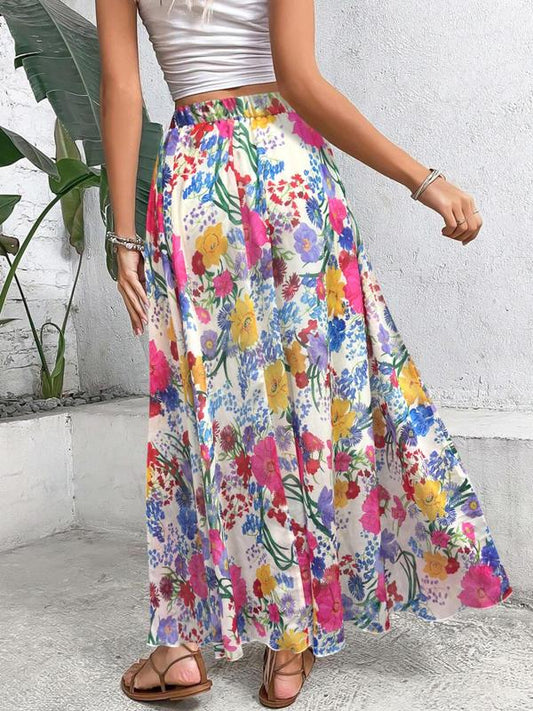 Multicolor Floral Print A Line Skirt