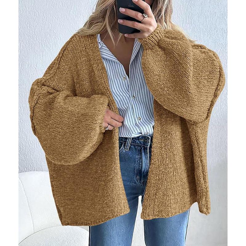 Long Lantern Sleeve Oversized Fall Cardigan