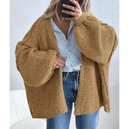 Long Lantern Sleeve Oversized Fall Cardigan