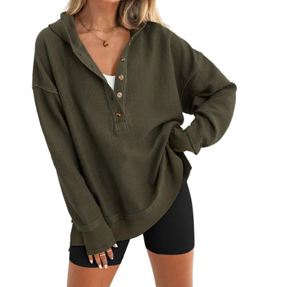 Side Slit V Neck Sweatshirt Tops