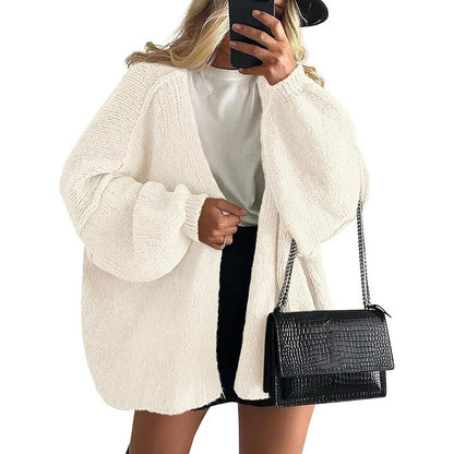 Long Lantern Sleeve Oversized Fall Cardigan
