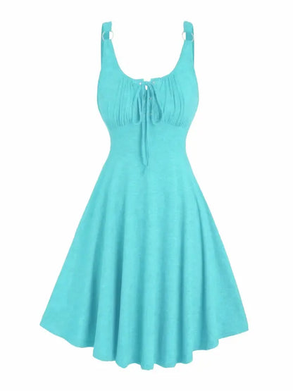Lace Up Tie Front Tank Dress