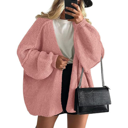 Long Lantern Sleeve Oversized Fall Cardigan