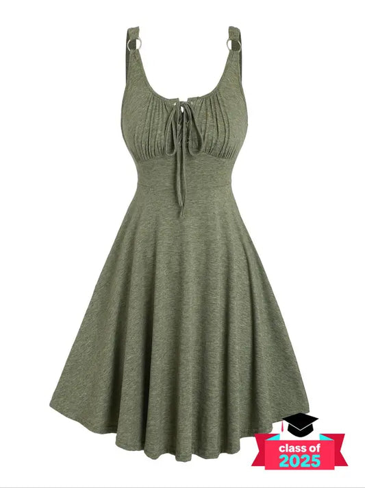 Lace Up Tie Front Tank Dress
