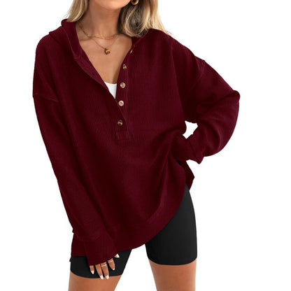 Side Slit V Neck Sweatshirt Tops