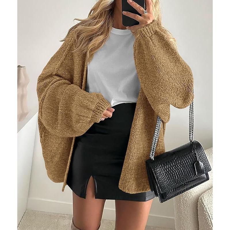 Long Lantern Sleeve Oversized Fall Cardigan