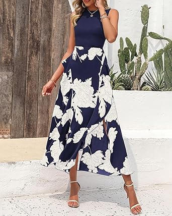 Crewneck Patchwork Boho Floral Dresses