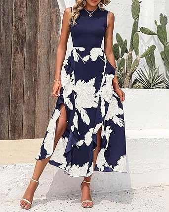 Crewneck Patchwork Boho Floral Dresses