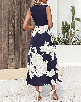Crewneck Patchwork Boho Floral Dresses