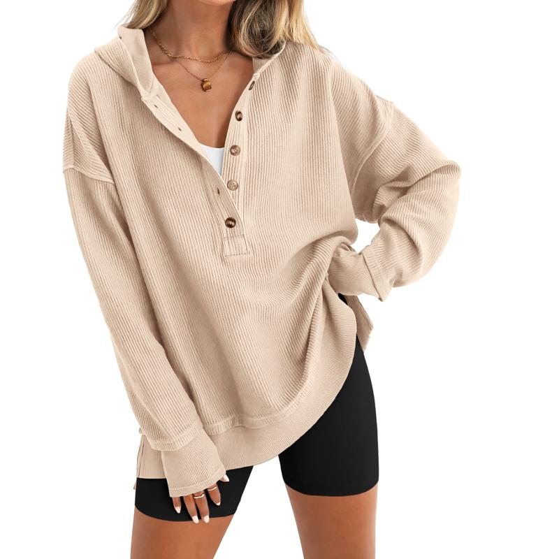 Side Slit V Neck Sweatshirt Tops
