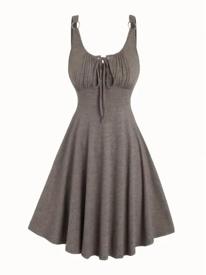 Lace Up Tie Front Tank Dress