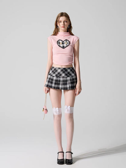 Women's Two Piece Outfits Sweetheart Neck Crop Top Bodycon Ruched Asymmetrical Ruffle Hem Mini Skirt Set