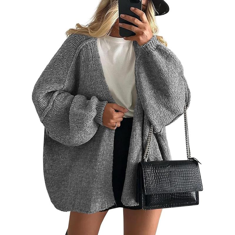 Long Lantern Sleeve Oversized Fall Cardigan