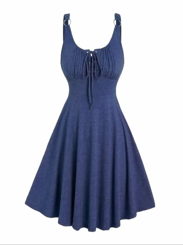 Lace Up Tie Front Tank Dress