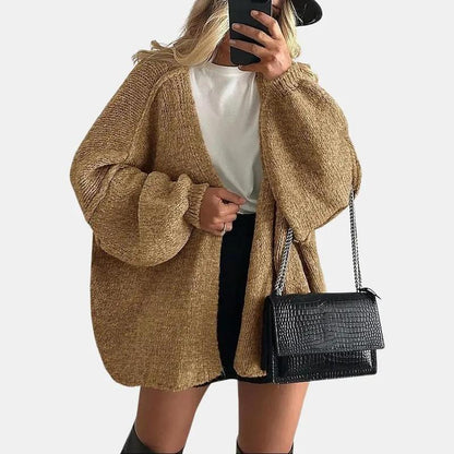 Long Lantern Sleeve Oversized Fall Cardigan