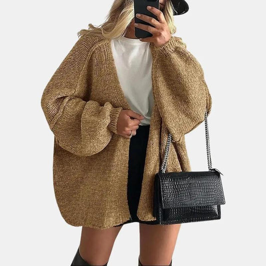 Long Lantern Sleeve Oversized Fall Cardigan