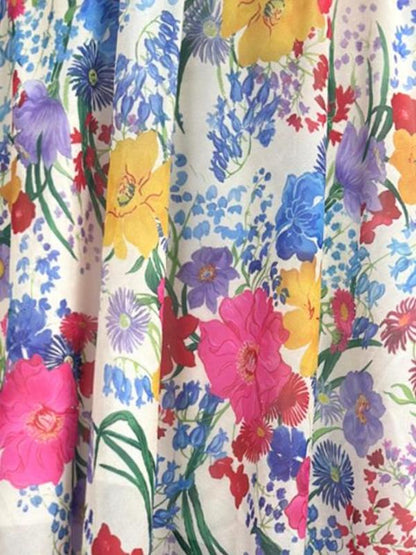 Multicolor Floral Print A Line Skirt
