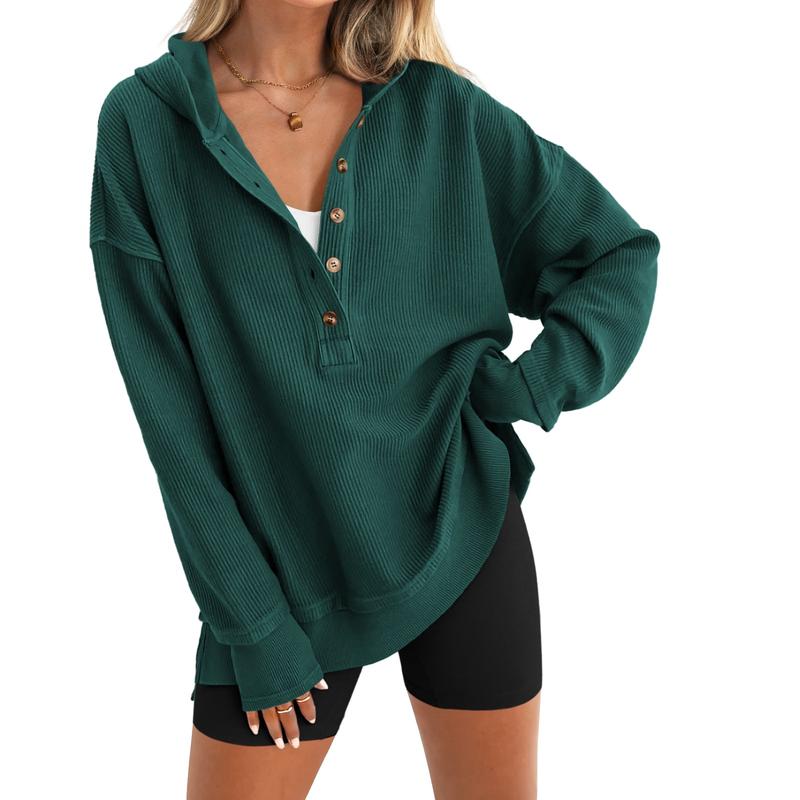 Side Slit V Neck Sweatshirt Tops