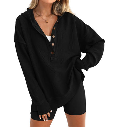 Side Slit V Neck Sweatshirt Tops