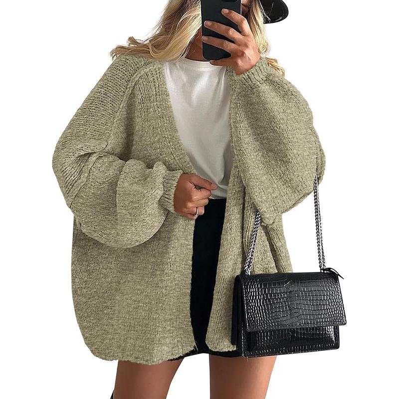 Long Lantern Sleeve Oversized Fall Cardigan