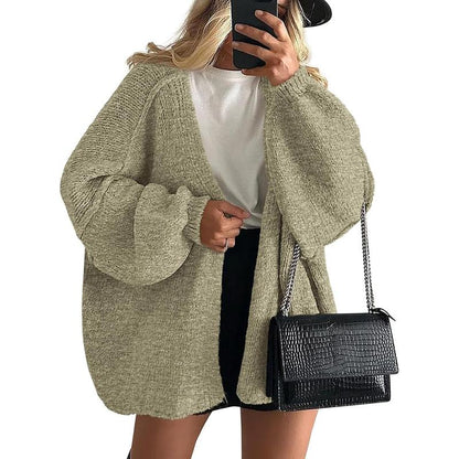 Long Lantern Sleeve Oversized Fall Cardigan