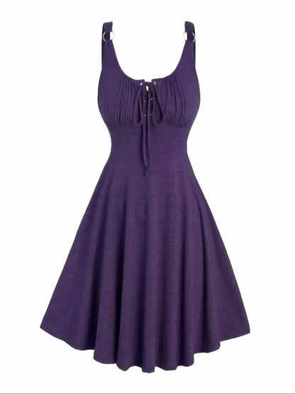 Lace Up Tie Front Tank Dress
