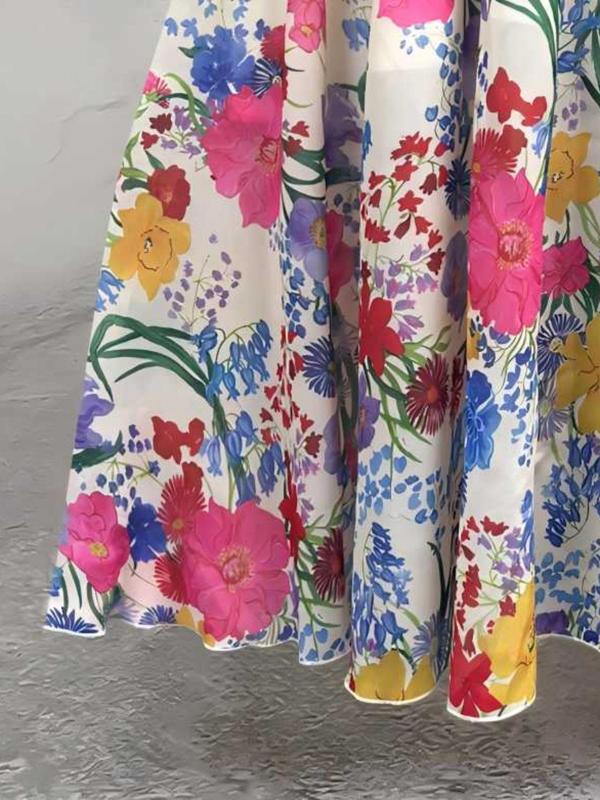 Multicolor Floral Print A Line Skirt